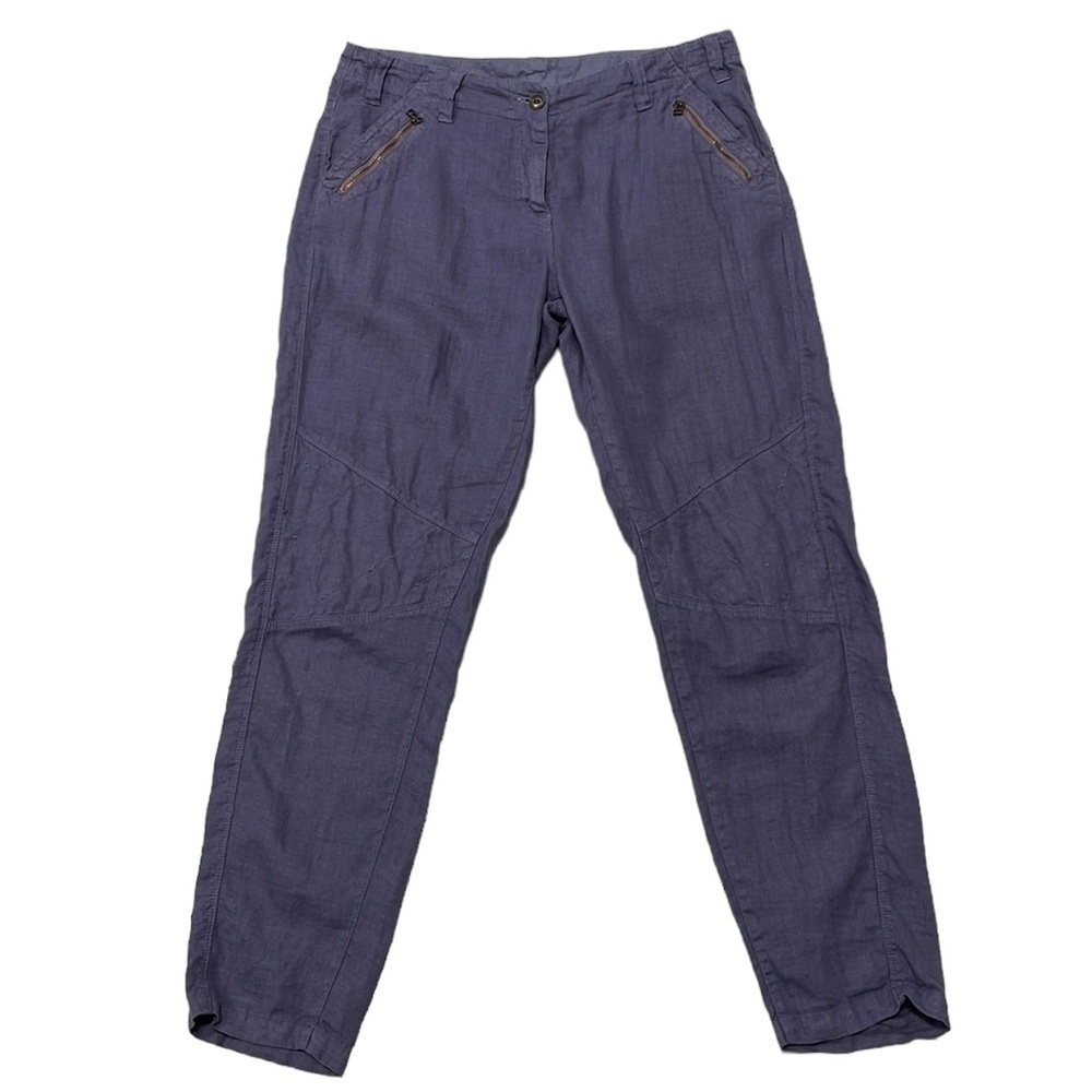 Wrap Pants Womens 4 Purple Cargo Straight Leg Pockets Linen